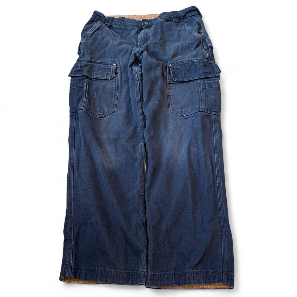 Duluth Trading Faded Navy Blue Relaxed Fit Cargo Pants Men's 36x30.5 Workwear